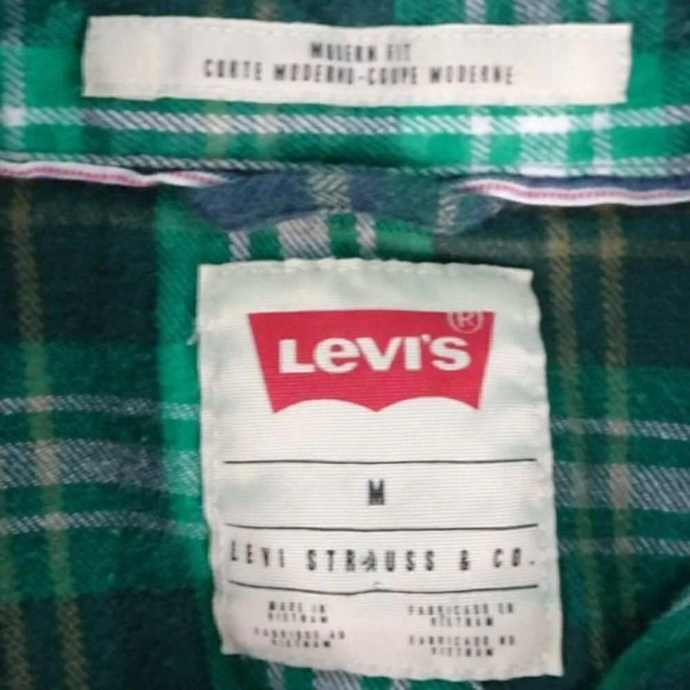 Western Levis Pearl Snap Green/Black Medium